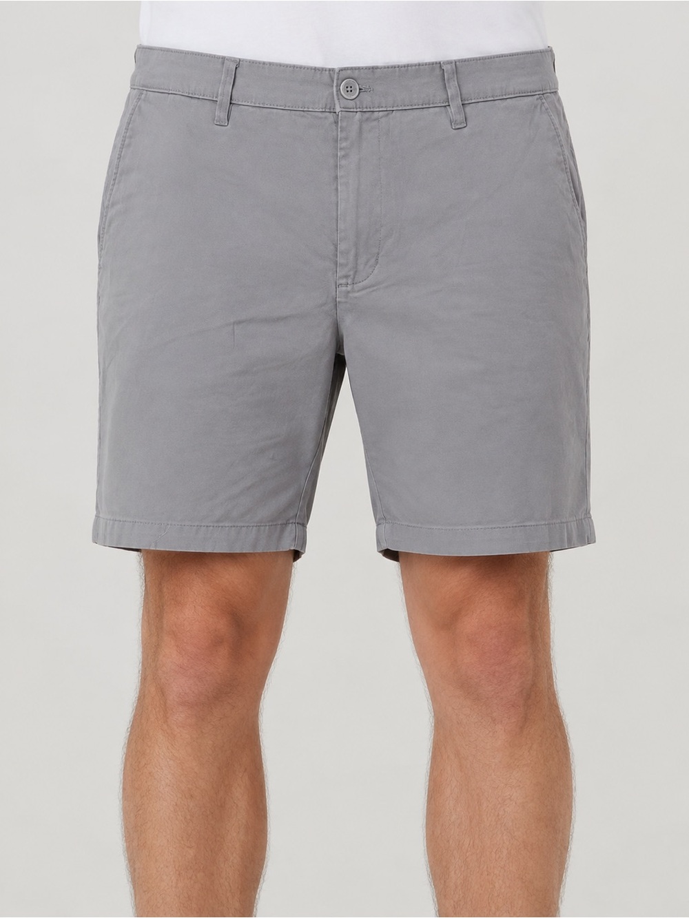 Men's Gray Flat Front Chino Shorts - Picture 1 of 5